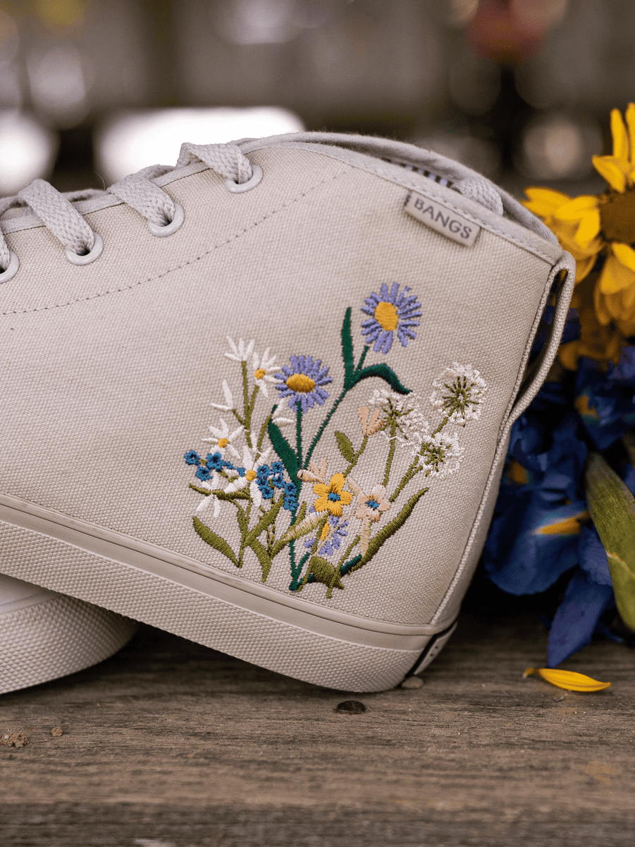 bangs shoes succulent Darling High Top Sneakers | Vegan Footwear | | Embroidered Canvas Mens 9 | Womens 10.5