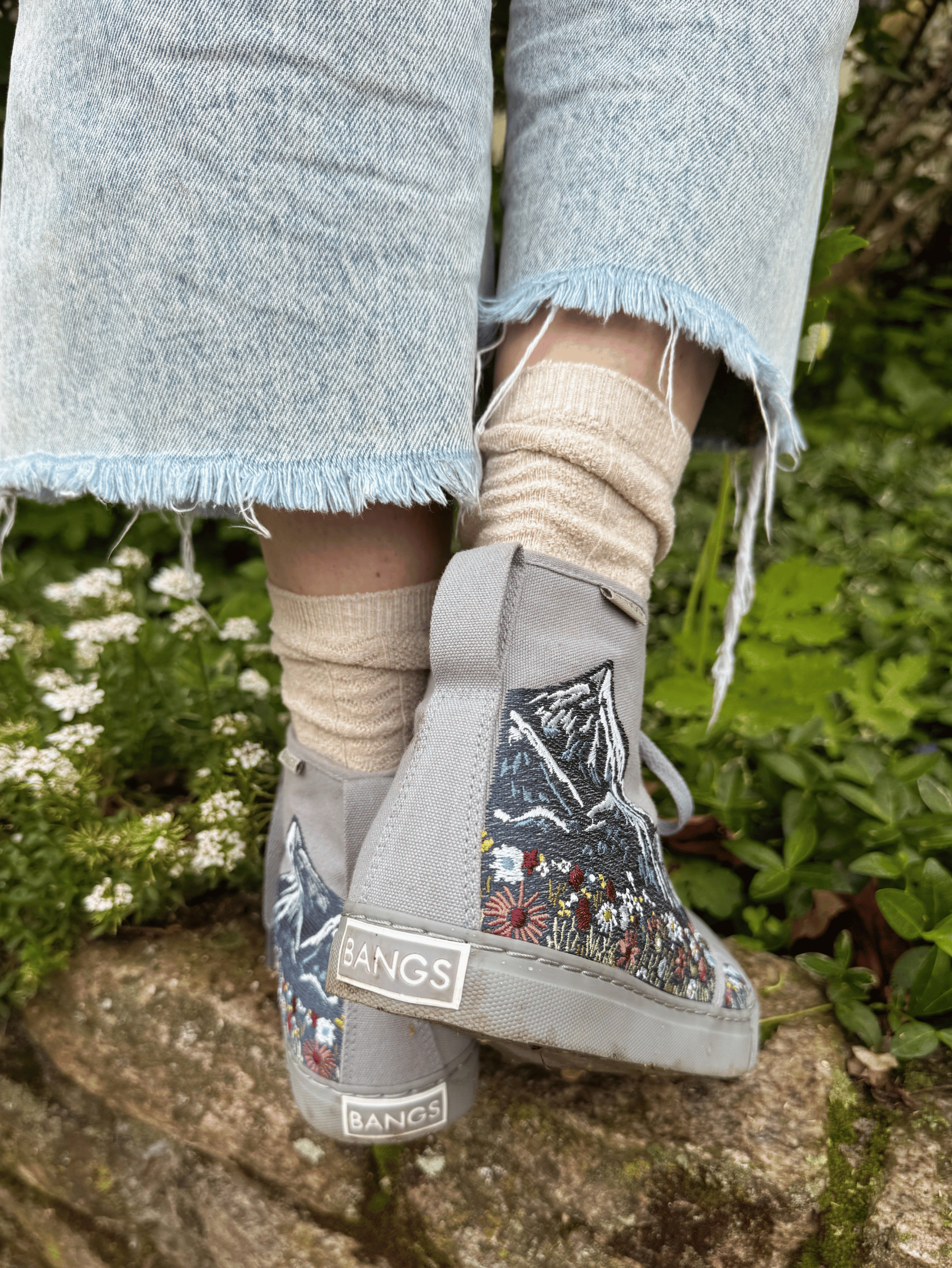 Mountain Meadow High Top Sneakers | BANGS Shoes | Embroidered Canvas