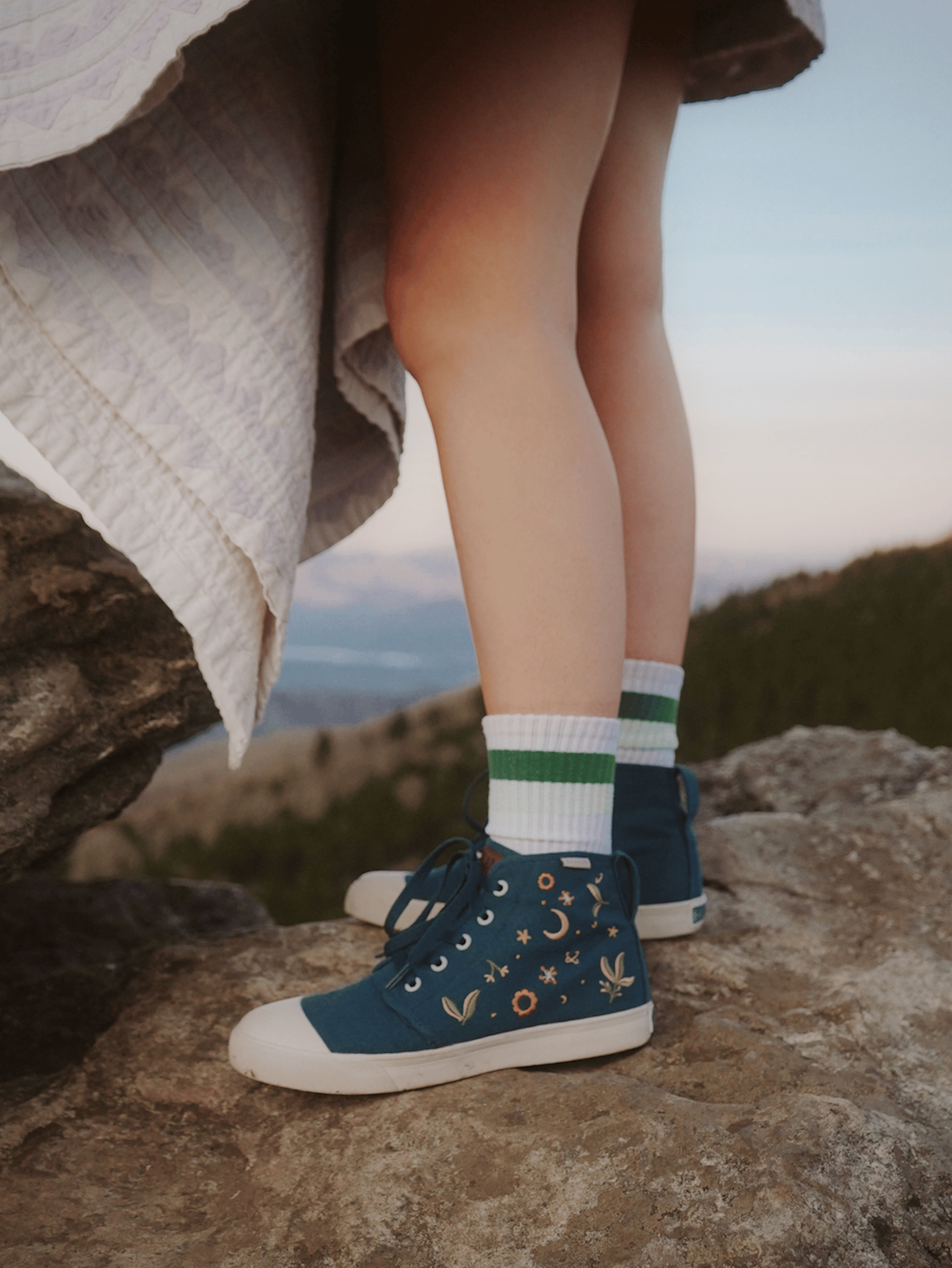 Moonlit Meadow High Top Sneakers | BANGS Shoes | Embroidered Canvas