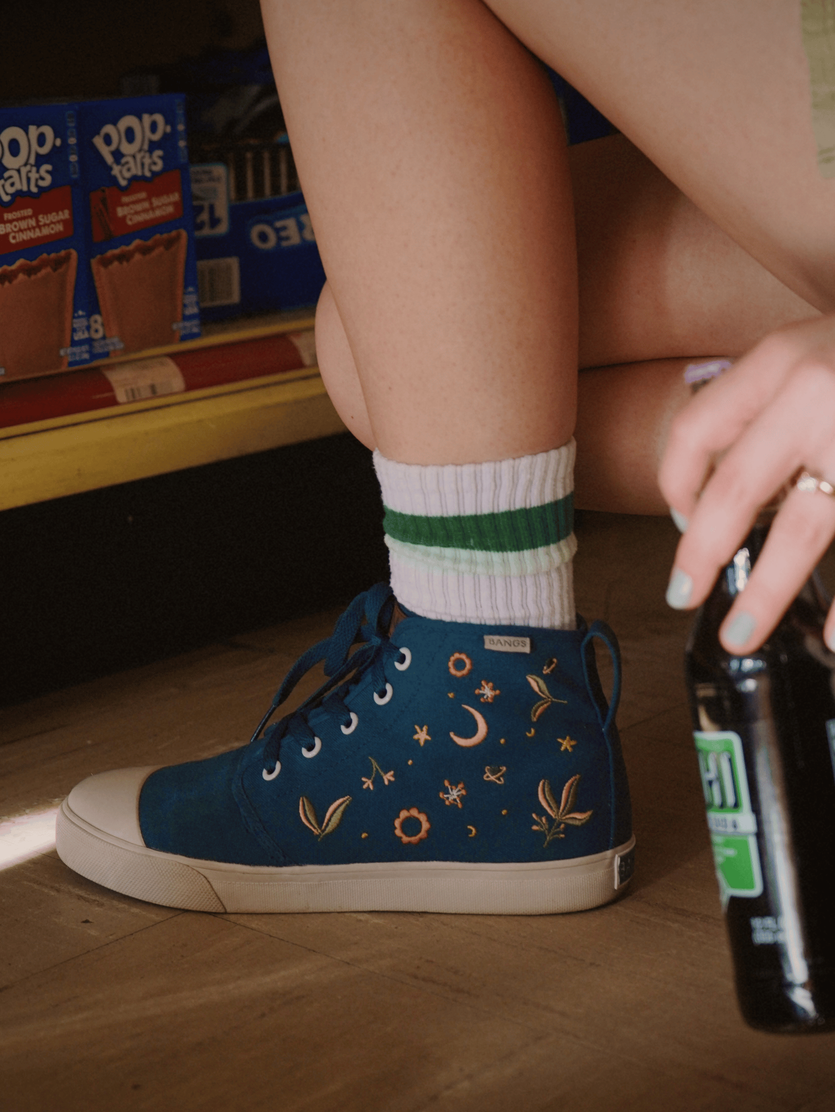 Moonlit Meadow High Top Sneakers | BANGS Shoes | Embroidered Canvas