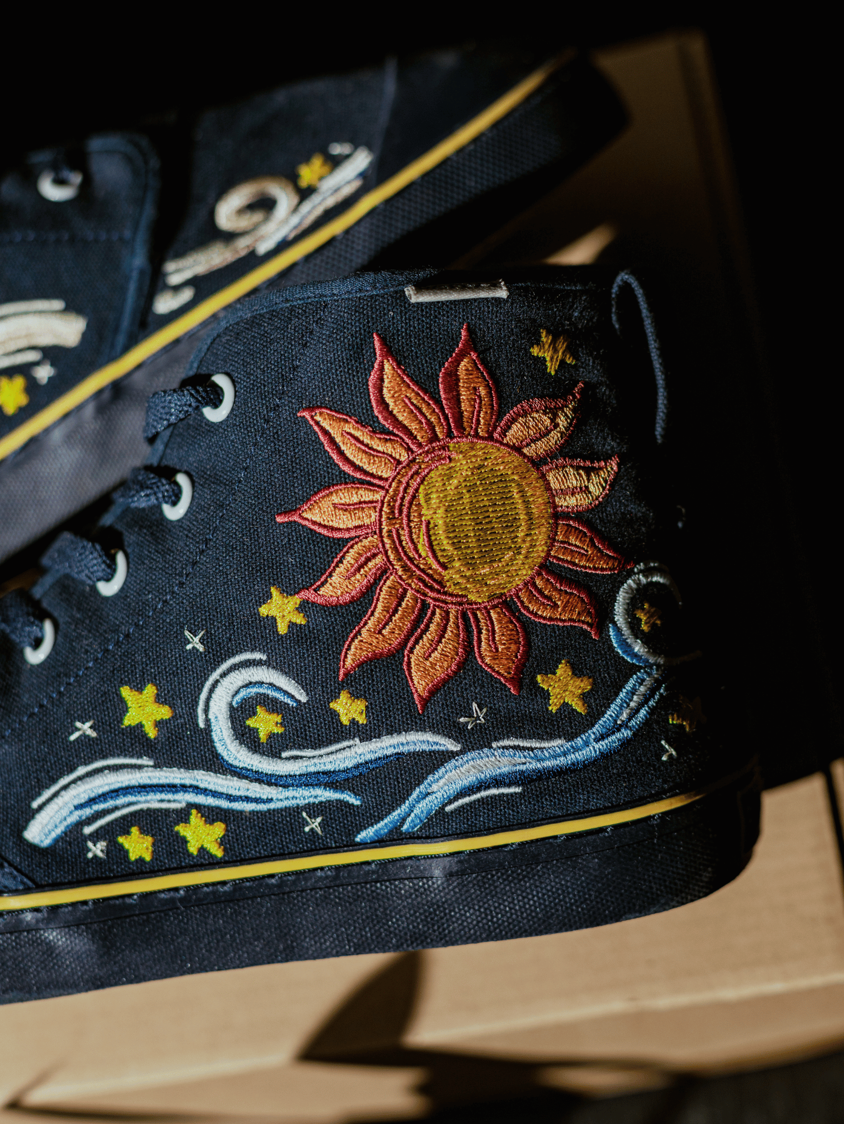 Dawn to Dusk High Top Sneakers | BANGS Shoes | Embroidered