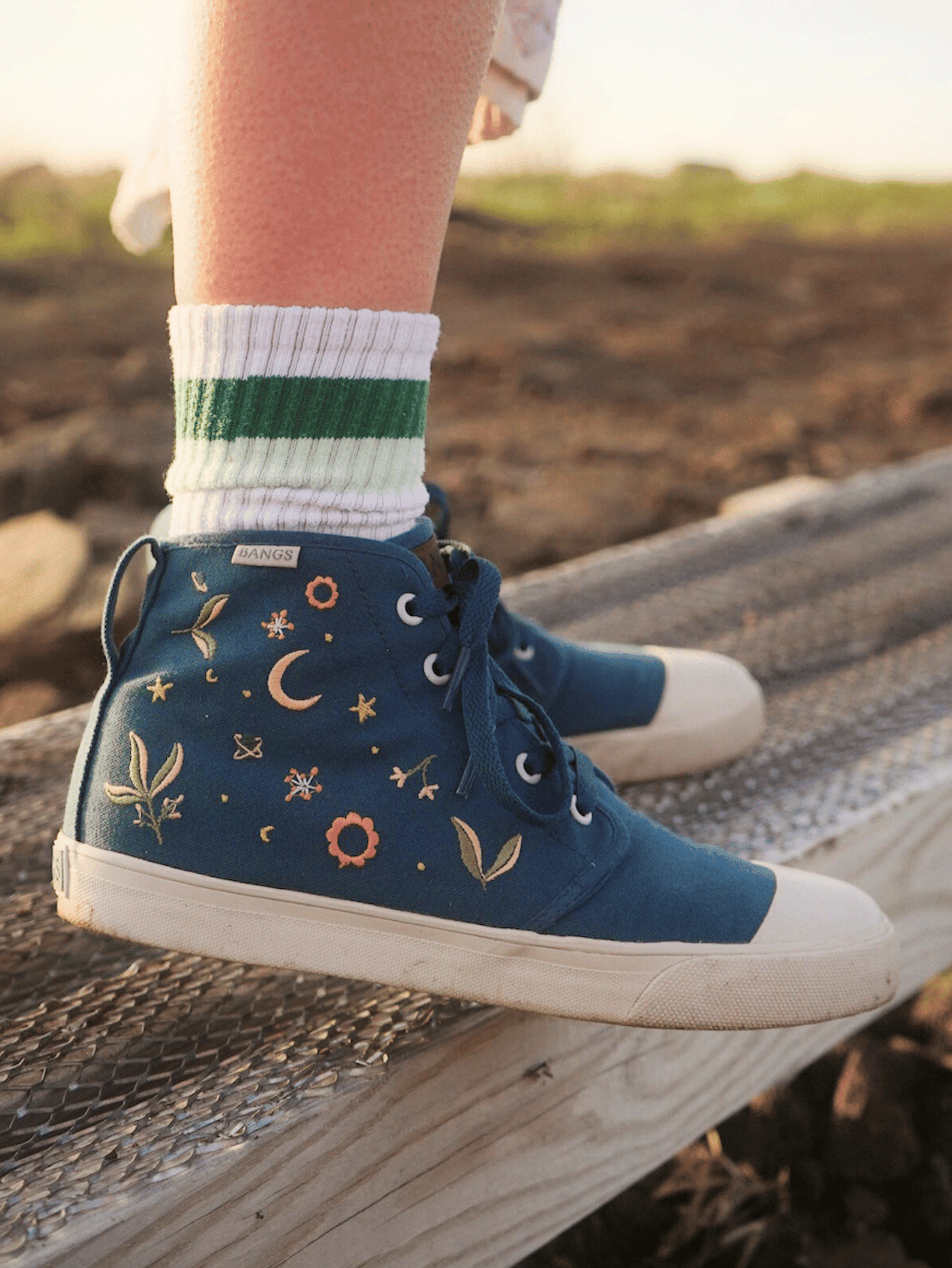 Moonlit Meadow High Top Sneakers | BANGS Shoes | Embroidered Canvas