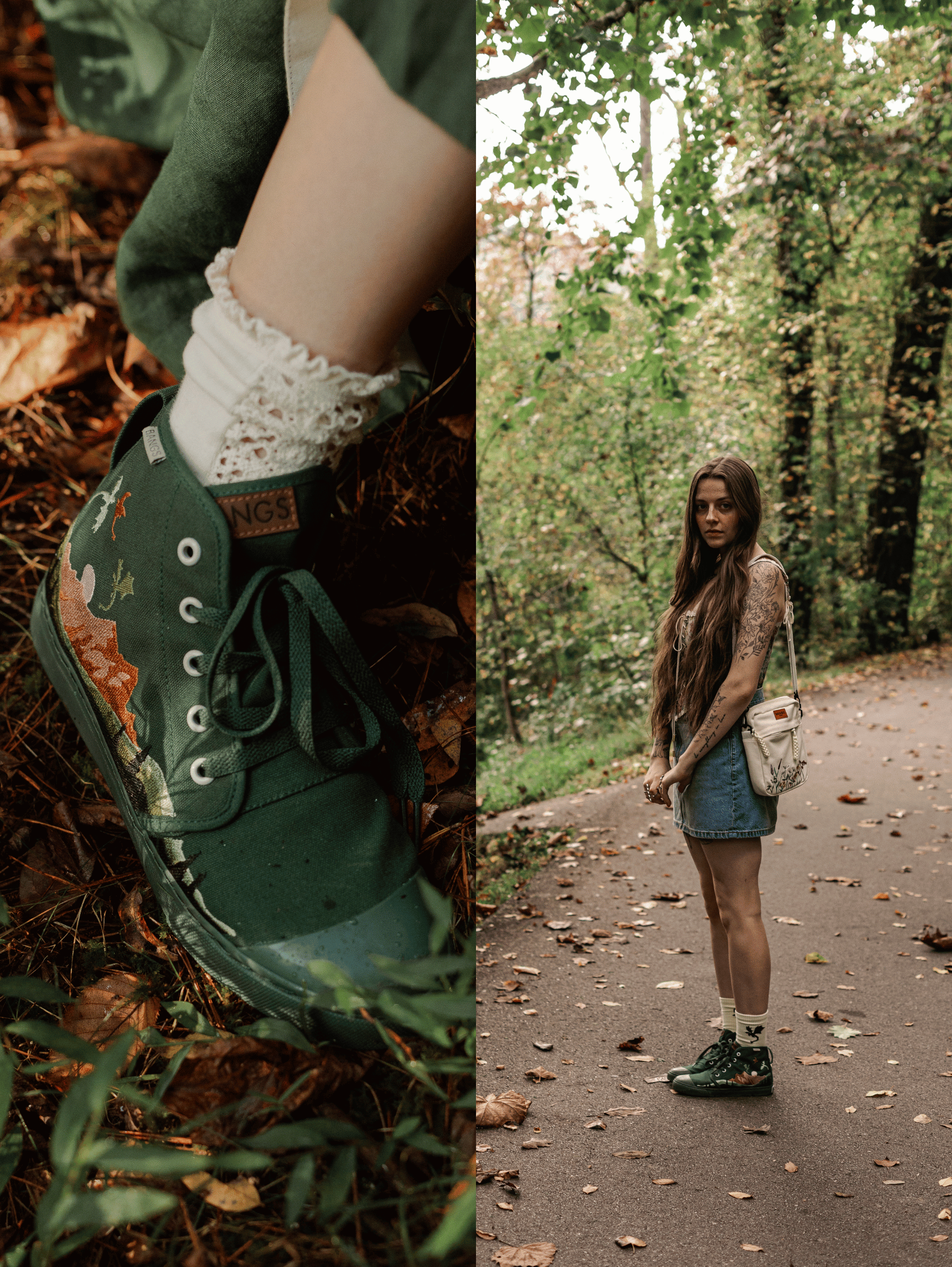 Emerald Mountain High Top Sneakers | BANGS Shoes | Embroidered Canvas