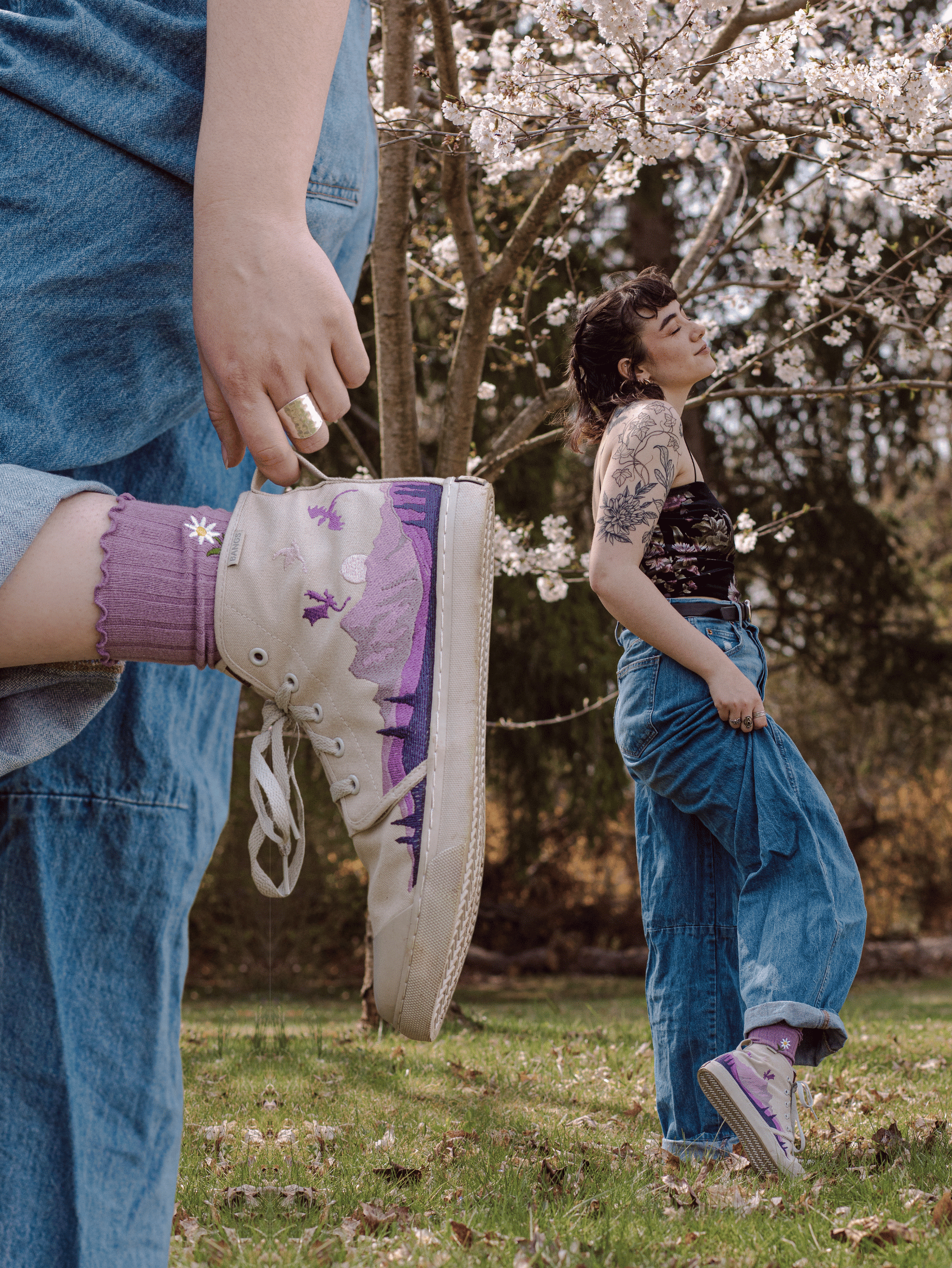 muchaです Foggy Mountain High Top Sneakers | BANGS Shoes | Embroidered