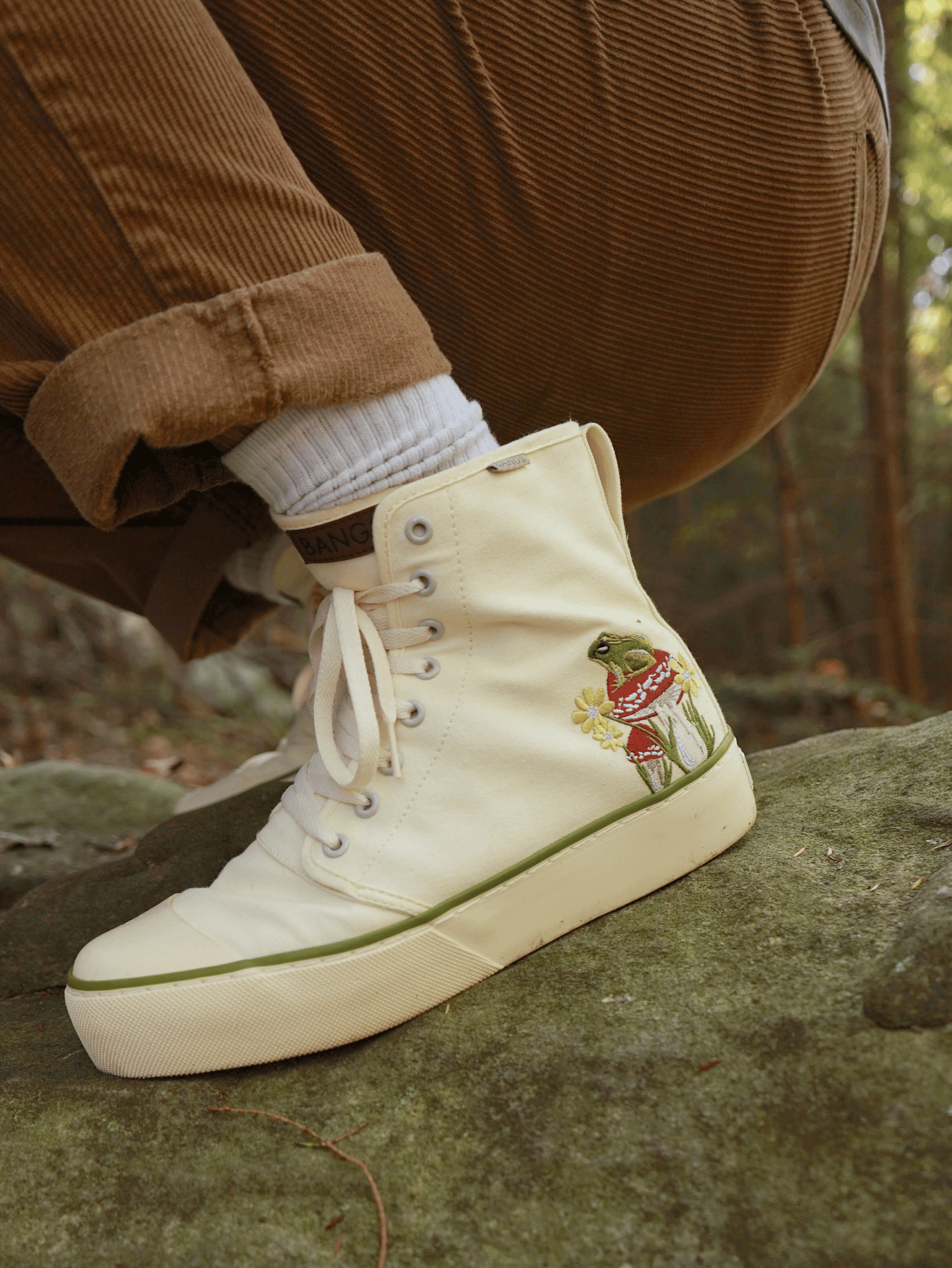 bangs shoes succulent Toadstool Dreams Platform High Top Sneakers | Vegan Footwear | | Embroidered Canvas Mens 6 | Womens 7.5