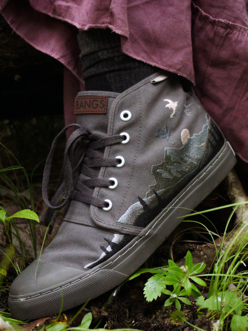 gooseページ Golden Goose - Slide Gray Suede Silver Lace High Top Sneaker