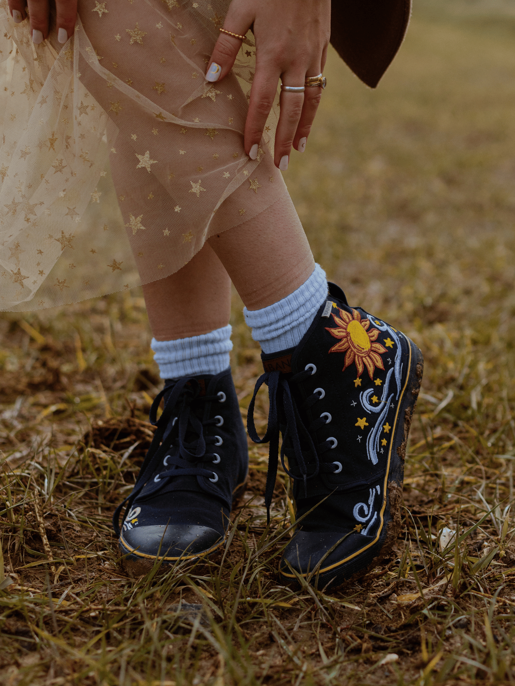 Dawn to Dusk High Top Sneakers | BANGS Shoes | Embroidered Dawn to Dusk High Top Sneakers | BANGS Shoes | Embroidered