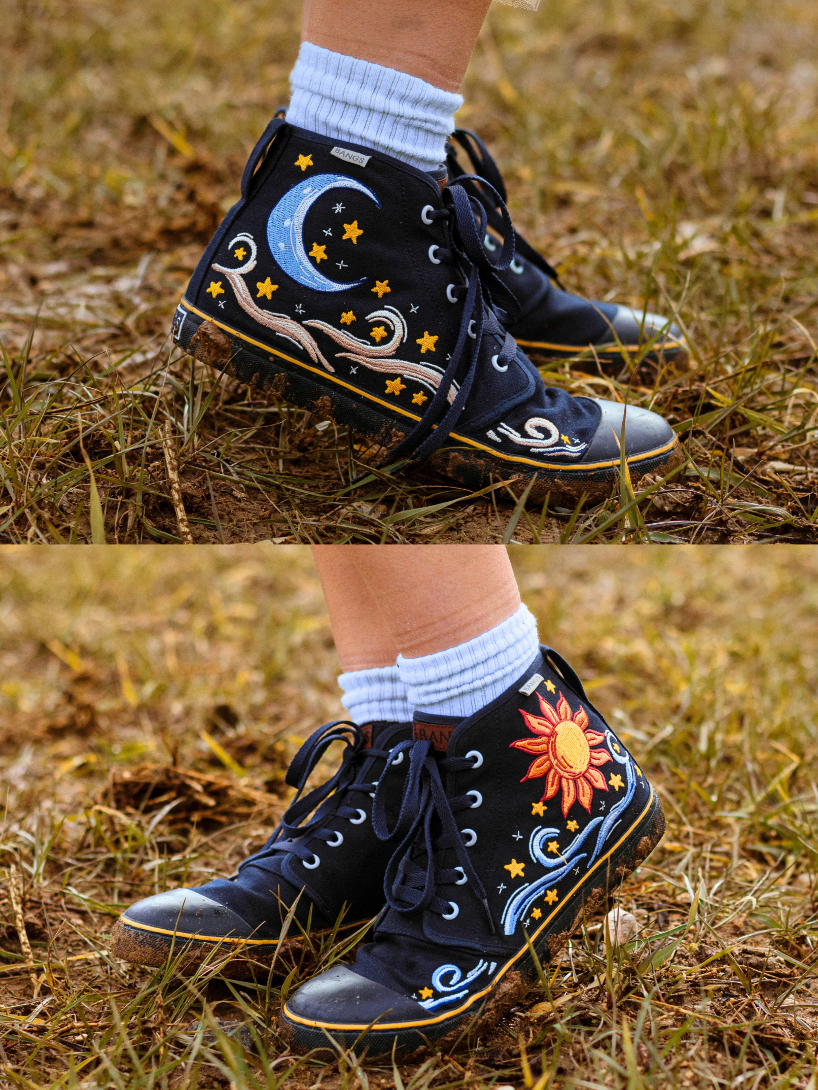 Dawn to Dusk High Top Sneakers | BANGS Shoes | Embroidered Canvas Dawn to Dusk High Top Sneakers | BANGS Shoes | Embroidered Canvas