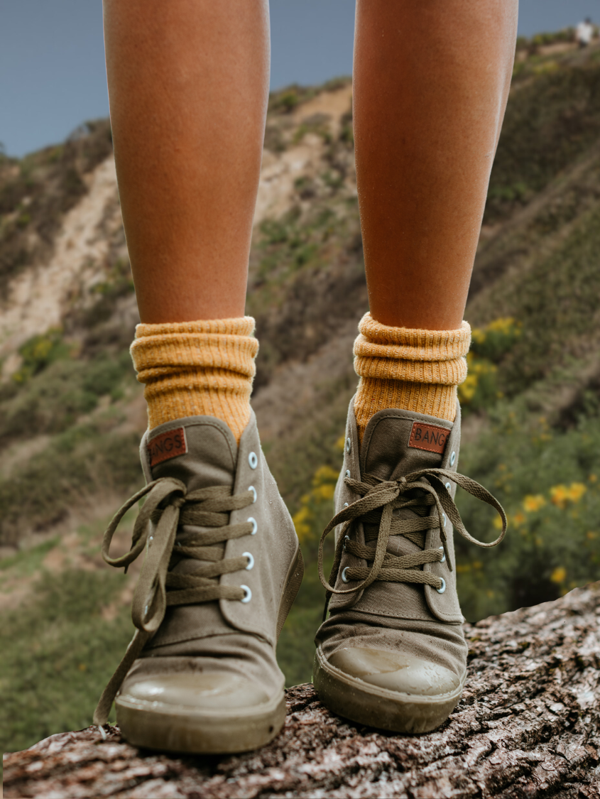Old Pine High Top Sneakers BANGS Shoes Green Canvas