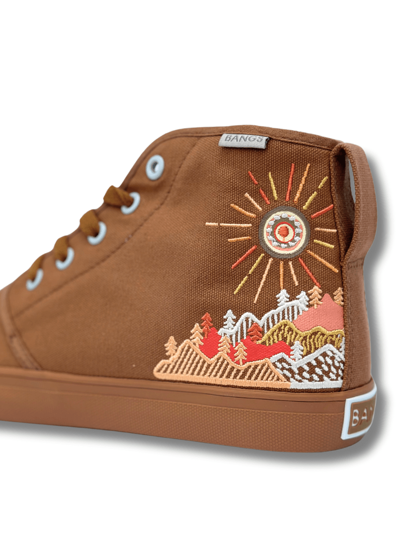 Sunrise Mountain High Top Sneakers | BANGS Shoes | Embroidered Canvas