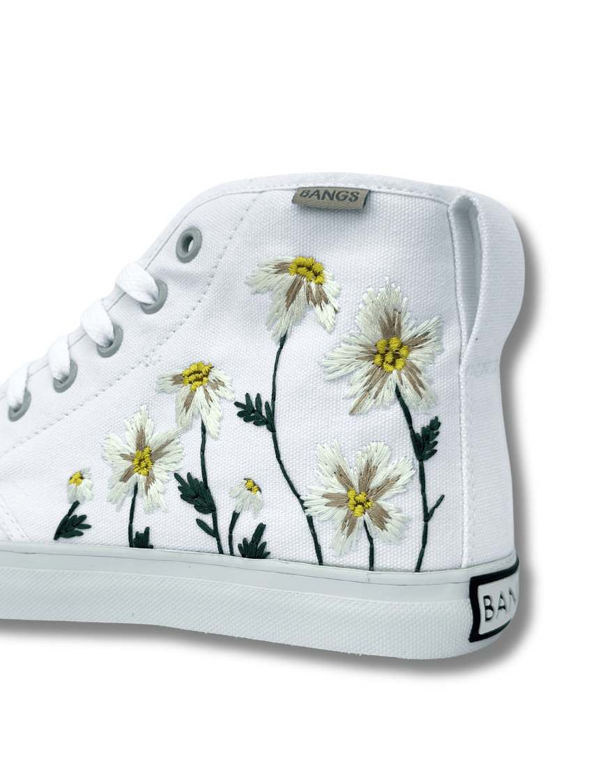 Everest Ice Daisy High Top Sneakers | BANGS Shoes | Embroidered Canvas