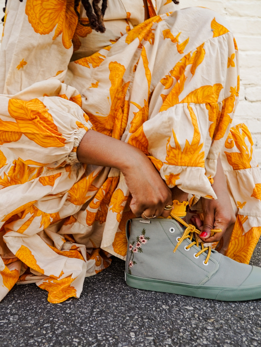 Sage Floral High Top BANGS Shoes