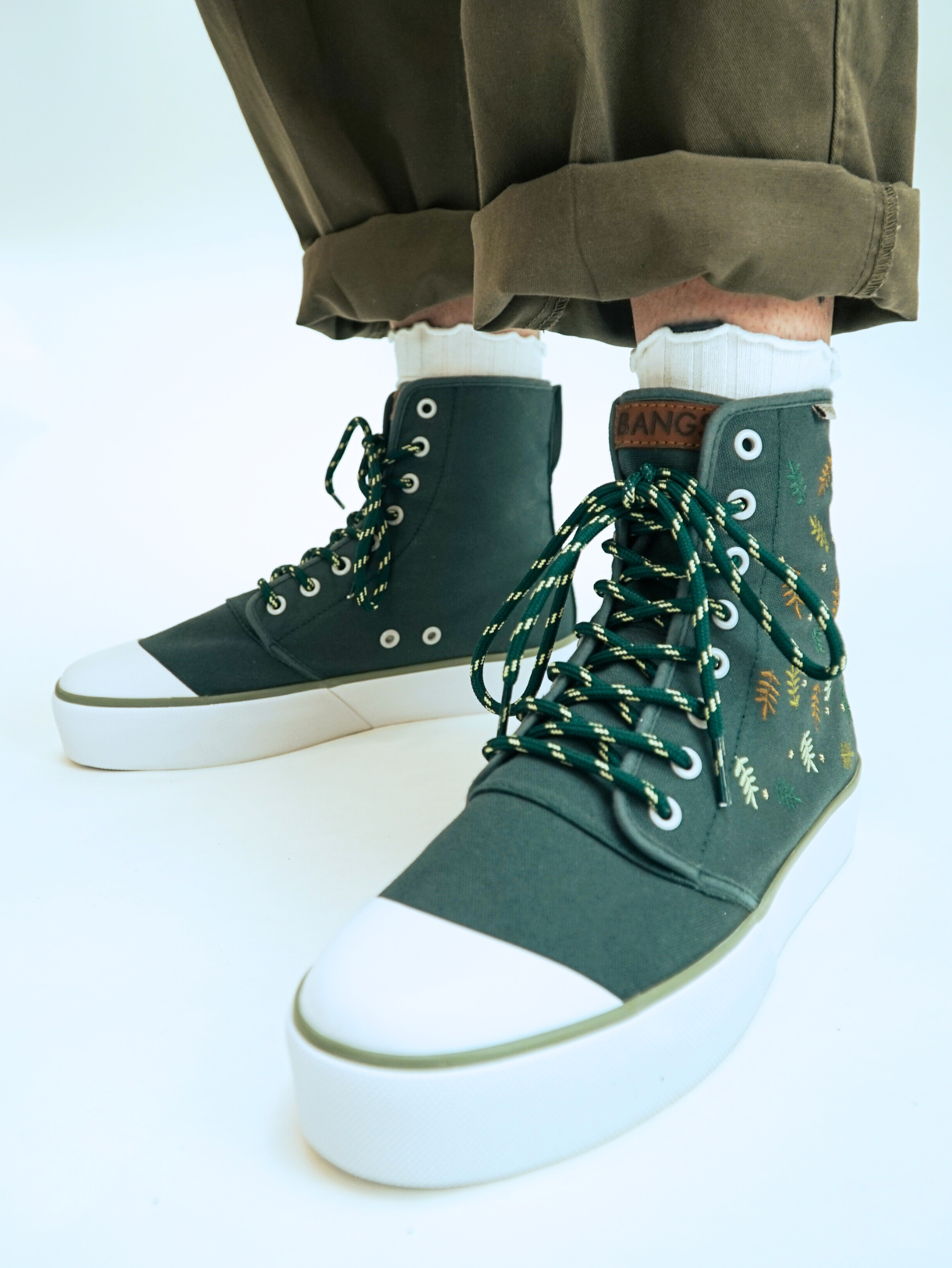 Forest Fern Platform High Top Sneakers | BANGS Shoes