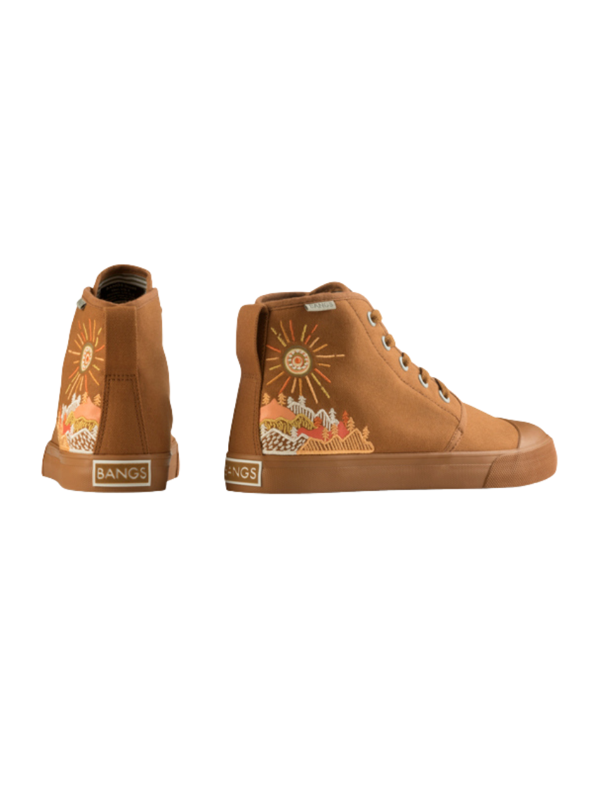Sunrise Mountain High Top Sneakers | BANGS Shoes | Embroidered Canvas