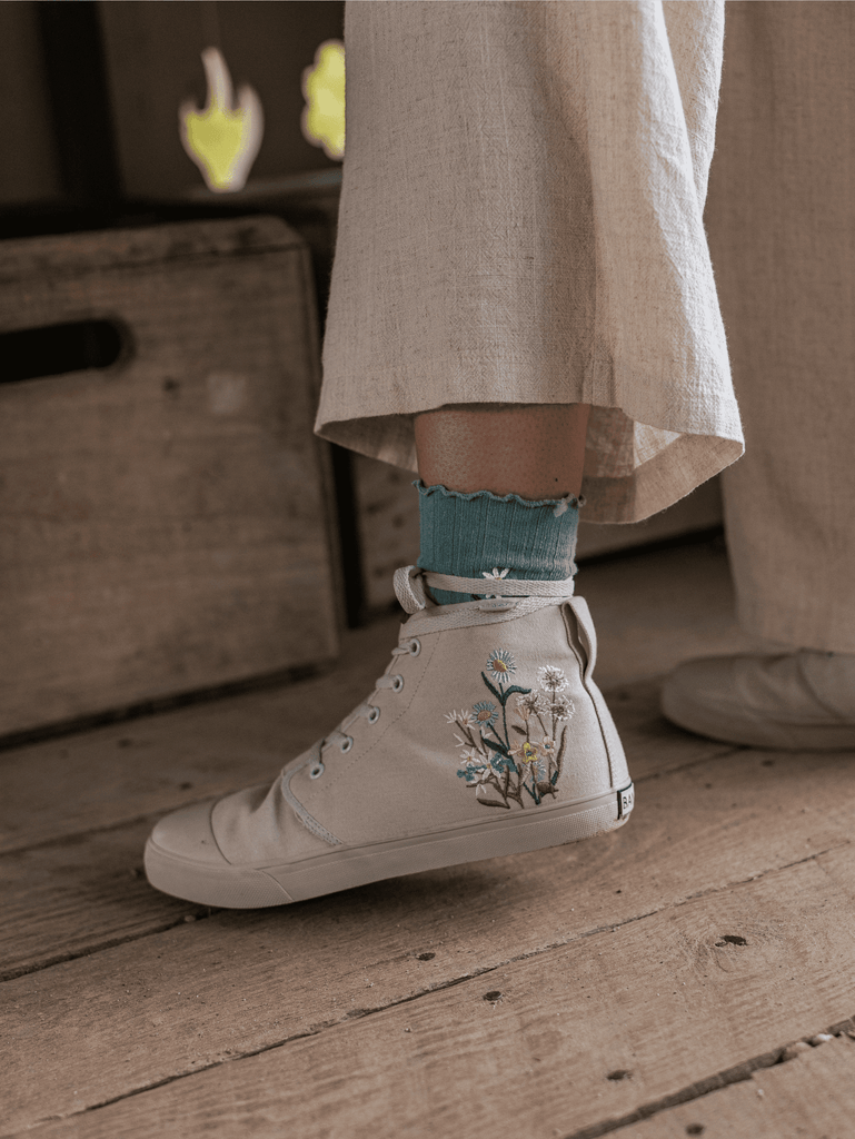 bangs shoes succulent Darling High Top Sneakers | Vegan Footwear | | Embroidered Canvas Mens 9 | Womens 10.5