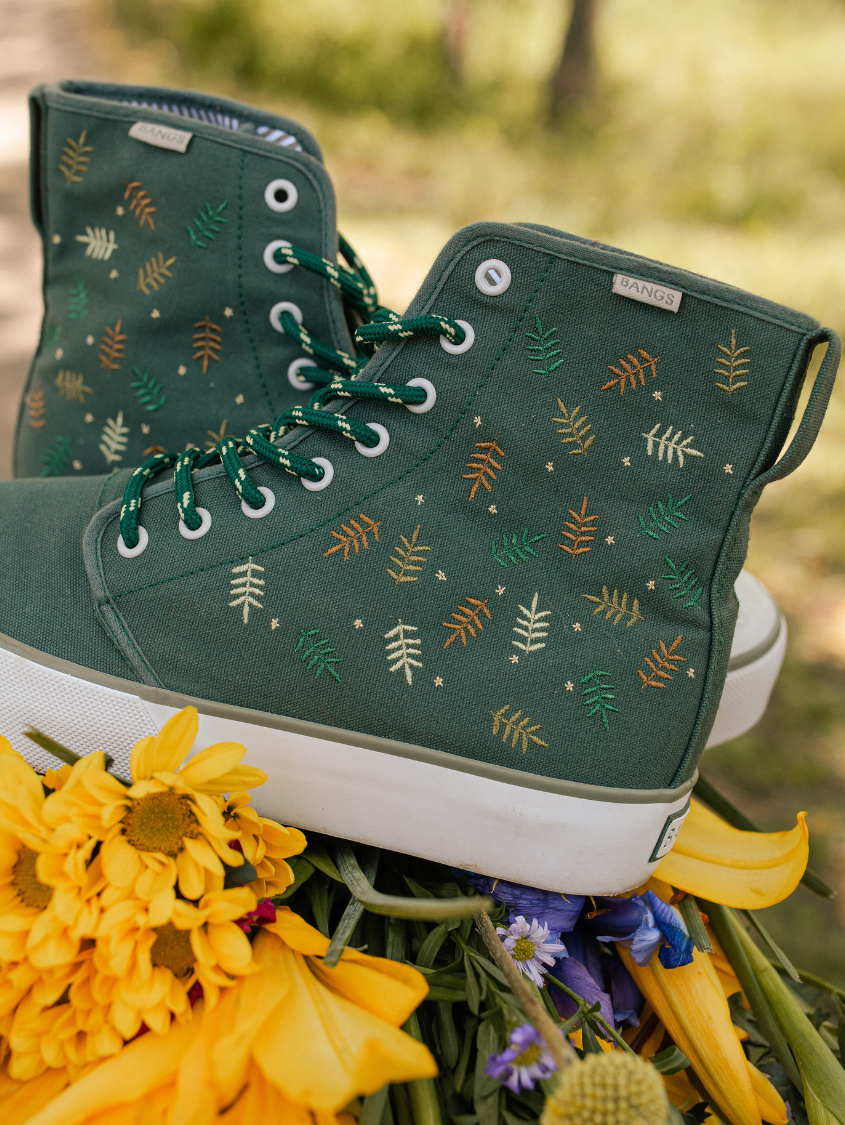 Forest Fern Platform High Top Sneakers | BANGS Shoes